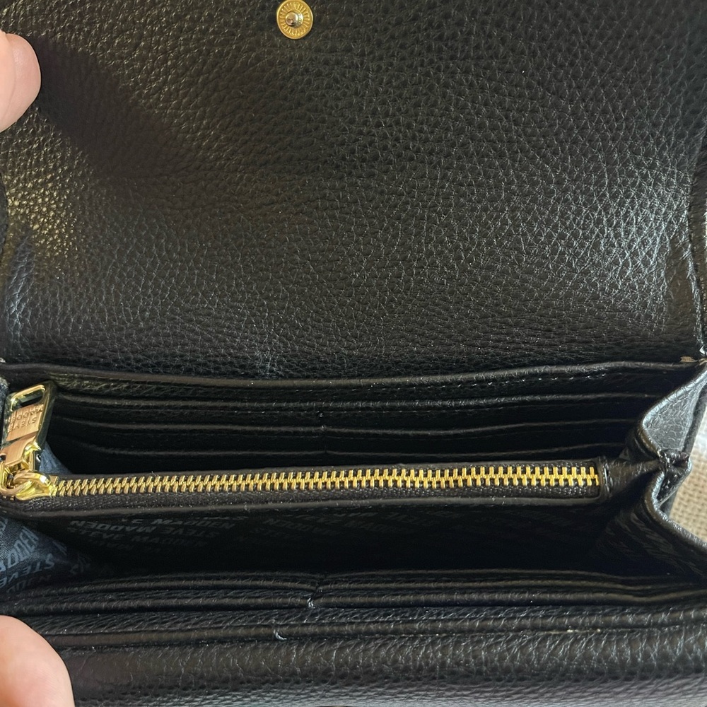 Steve Madden Black Long Wallet‎ with Gold Accent GUC - Picture 4 of 6